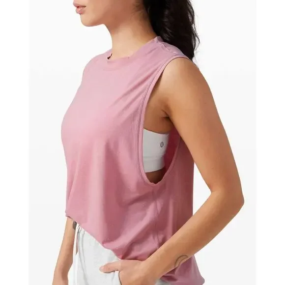 Lululemon athletica All Yours Boyfriend Tank Top Oversized Pima Tee Pink Taupe 8 - Picture 3 of 8